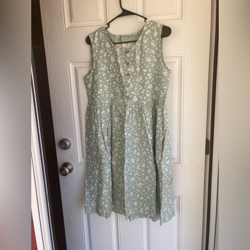notPERFECTLINEN Sage Floral Linen mama dress